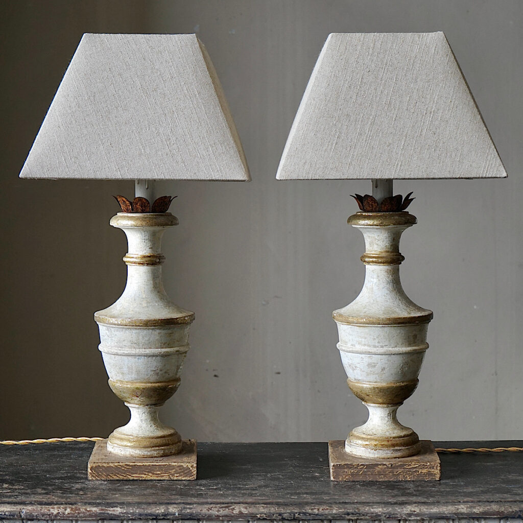 Wooden Lamps with Linen Shades